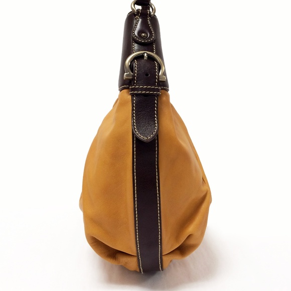 Salvatore Ferragamo Whip Stitched Tan Leather Satchel Handbag - Picture 3 of 11